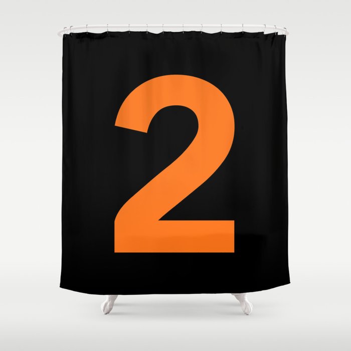 Number 2 (Orange & Black) Shower Curtain