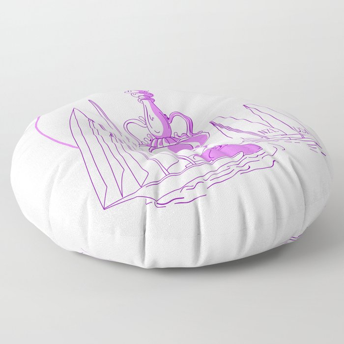 Yachting Championship Cup Drawing Floor Pillow
