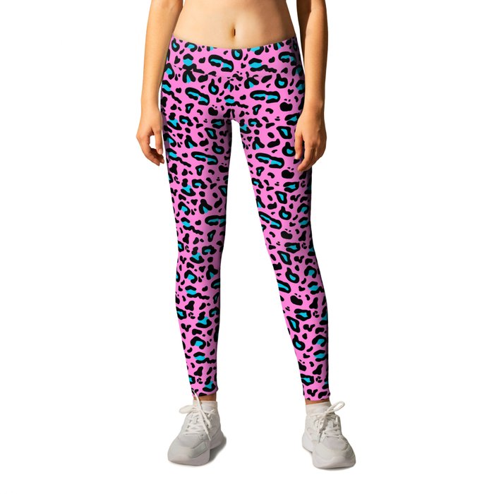 Pink and Blue leopard leggings