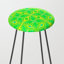 Retro Psychedelic Yellow and Green Tropical Counter Stool