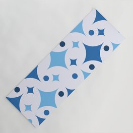 Retro Mid Century Modern Abstract Shapes pattern - Green-Blue and Very Light Azure Yoga Mat