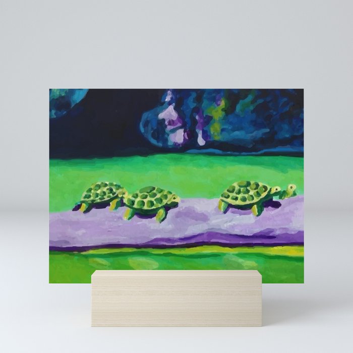 Turtle Walk, Botanical Garden in Brooklyn, NY Mini Art Print