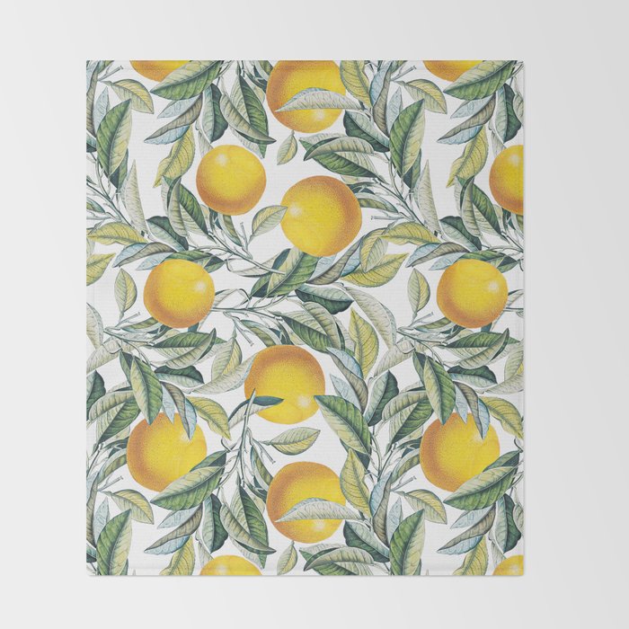 Lemon and Leaf Pattern VI Throw Blanket by ...
