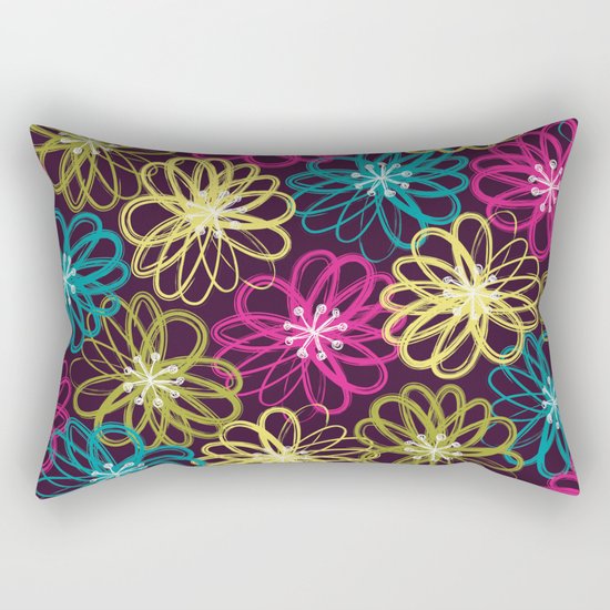 Drybrush Floral Rectangular Pillow