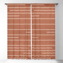 Geometric Art, Colorful Stripes, Terracotta Blackout Curtain
