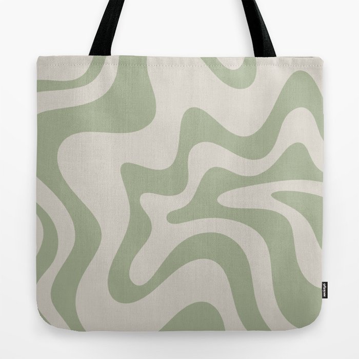 Liquid Swirl Abstract Pattern in Almond and Sage Green Tote Bag by  Kierkegaard Design Studio