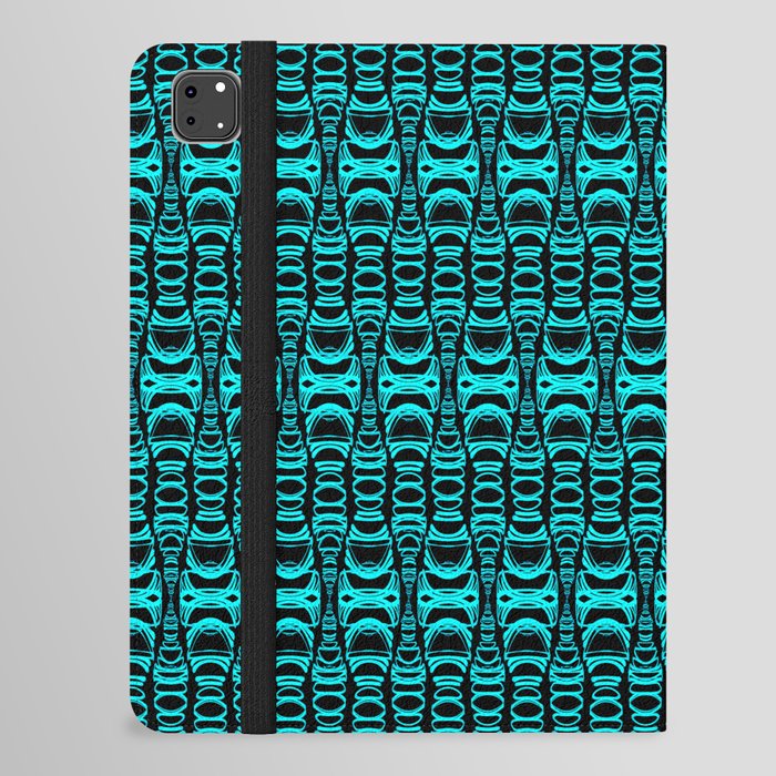 Abstract Pattern Dividers 07 in Turquoise Black iPad Folio Case