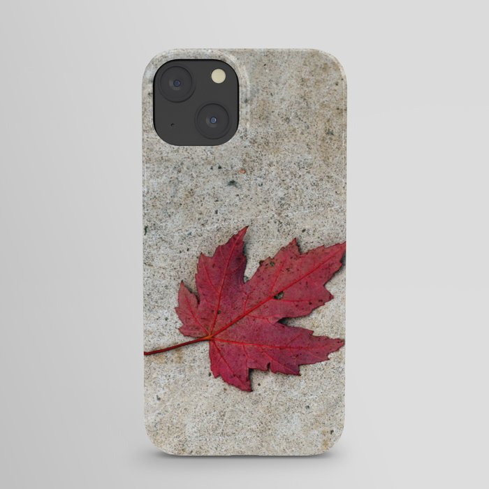 Red Leaf on Concrete iPhone Case