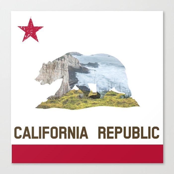 California Republic Landscape Flag Canvas Print