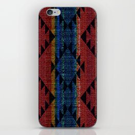 Tribal Pattern on Rustic Coarse Weave Look Colorful Stripes iPhone Skin