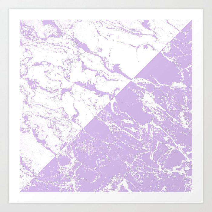Modern Color Block Inverted White Purple Lavender Marble Pattern Art Modern Color Block Inverted White Purple Lavender Marble Pattern Art Print