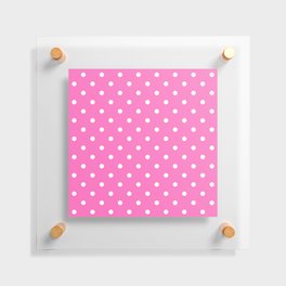 Bright Baby Pink & White Polka Dots Floating Acrylic Print