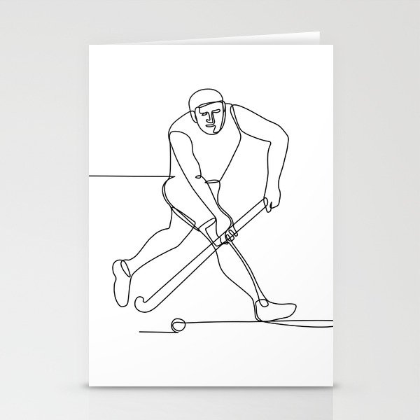 Field Hockey Player Continuous Line Stationery Cards