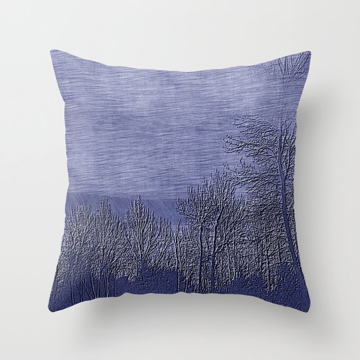Blue Pen Dusk Landscape | Nadia Bonello Throw Pillow