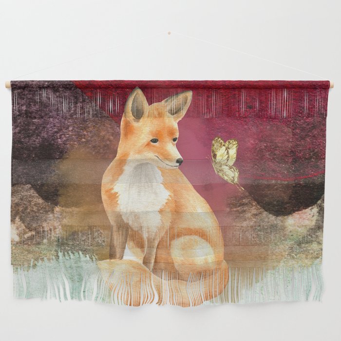 Fox and butterfly #1 Wall Hanging