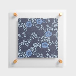 Arts and Crafts Inspired Floral Pattern Blue Floating Acrylic Print