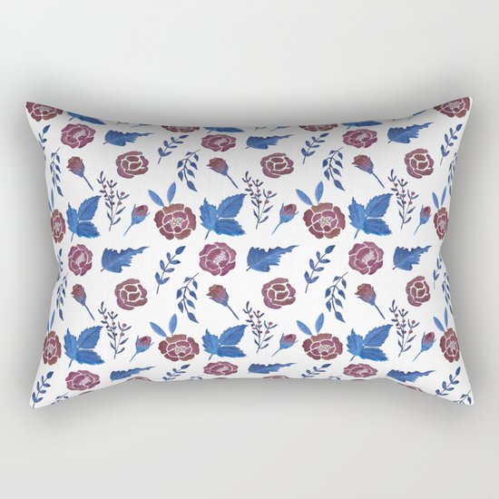 Watercolor floral red roses print Rectangular Pillow