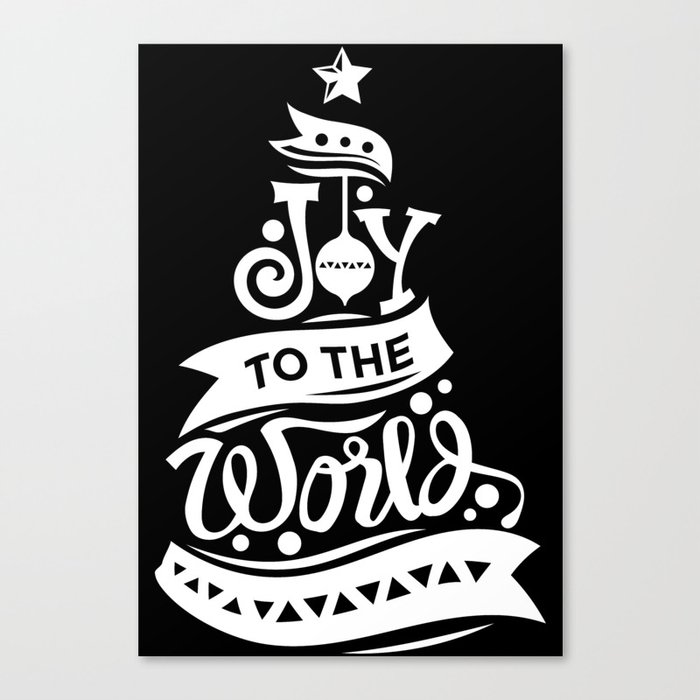 Joy To The World Christmas Tree Holiday Quote Canvas Print