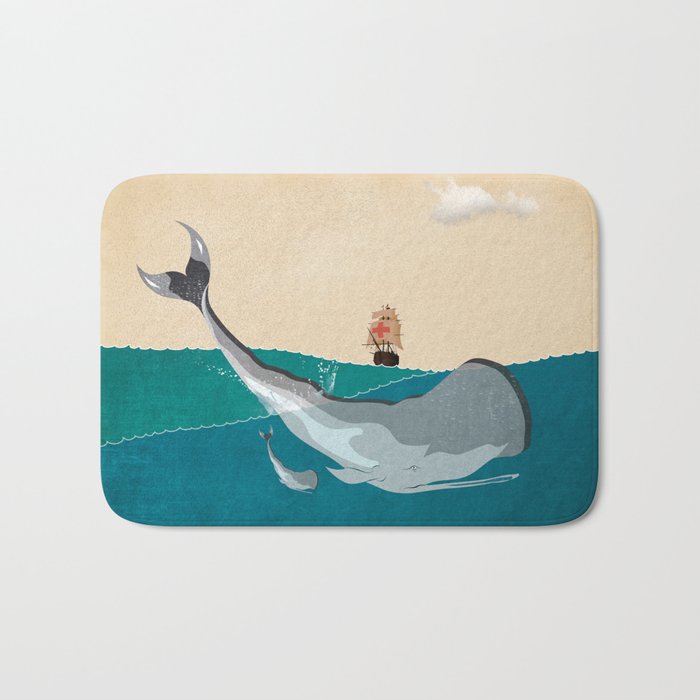 Whale in the sea  Bath Mat