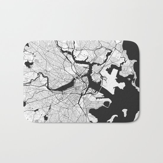 Boston Map Gray Bath Mat