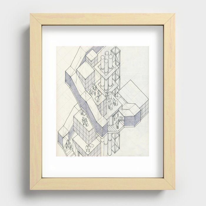 Axonometric Tower Recessed Framed Print