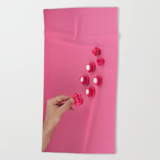 Tiny pink tea party Beach Towel