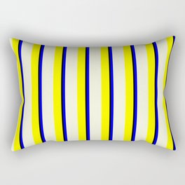 [ Thumbnail: Yellow, Beige, Blue, and Black Colored Lines Pattern Rectangular Pillow ]