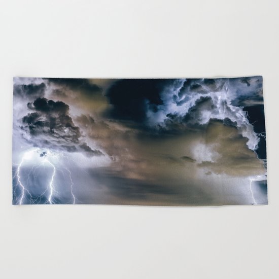 Lightning #clouds Beach Towel