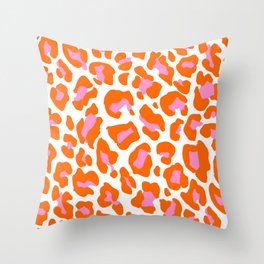 Leopard Pink & Orange Throw Pillow