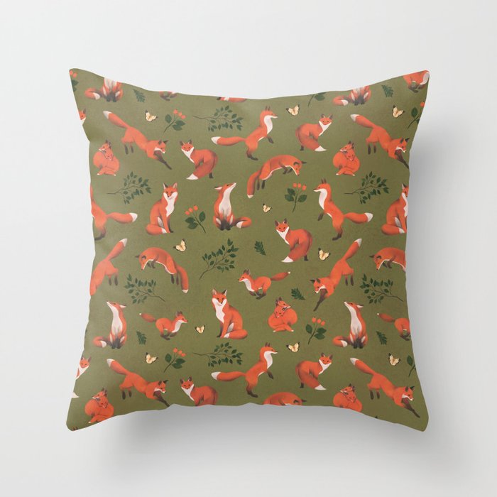 Fox Pattern (large) Throw Pillow