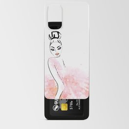 big pink blush fashion dress with flowers Android Card Case