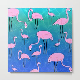 Flamingo Pond Metal Print
