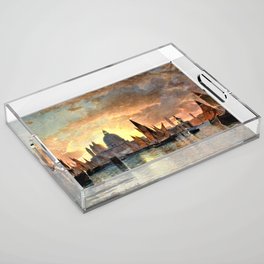 Modified Remastered Historical painting Santa Maria della Salute, Sunset by William Stanley Haseltine Acrylic Tray