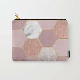 Indulgent desires rose gold marble Carry-All Pouch | Softrose, Glitterombre, Graphicdesign, Geometry, Metallic, Rosegoldmarble, Burgundy, Brushedmetal, Whitemarble, Greymarble 