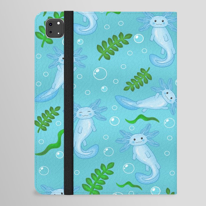 Blue Axolotl pattern iPad Folio Case