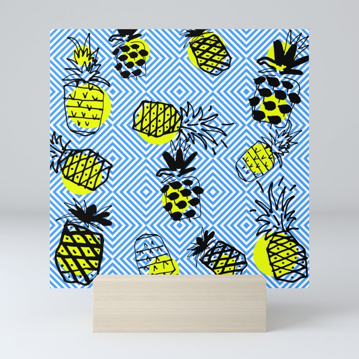 colorful pineapple party pattern Mini Art Print