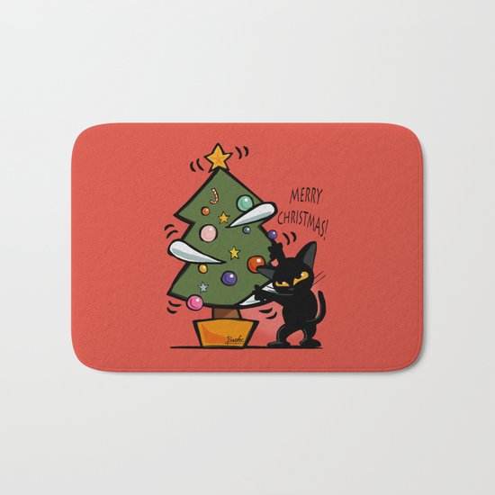 Cat Christmas Bath Mat