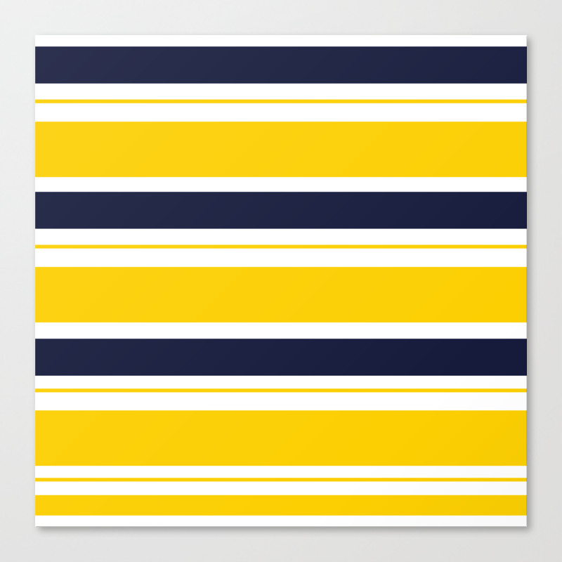 Yellow And Blue Horizontal Lines Stripes Canvas Print