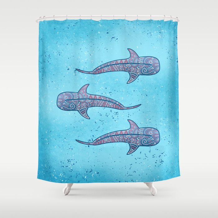 Whale Shark - pink and blue Shower Curtain