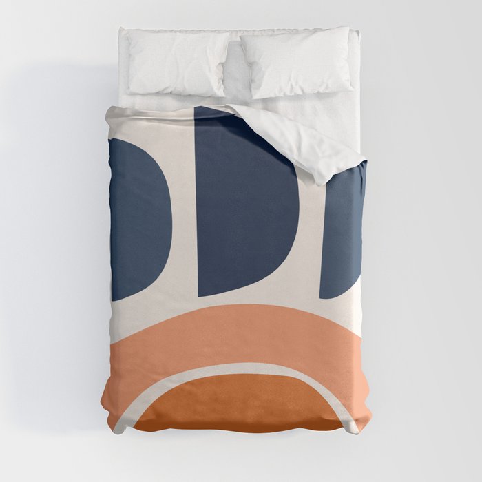 Abstract Shapes 22 in Orange and Navy Blue Duvet Cover