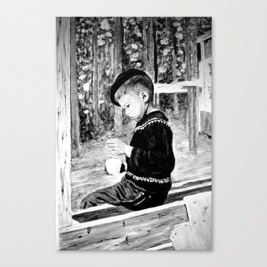 Little Boy With Coffee Cup Canvas Print