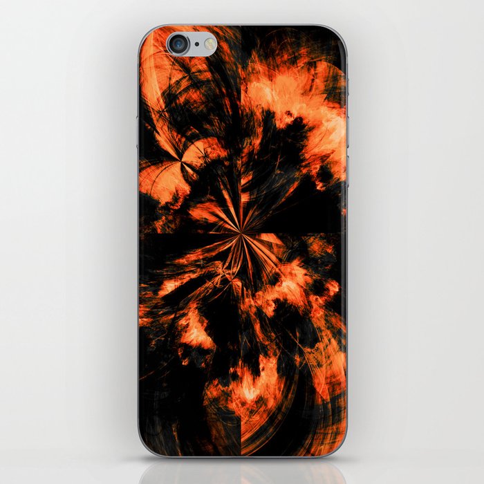 Black and Orange Fire Tie Dye Splash Abstract Artwork iPhone Skin