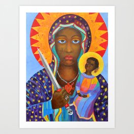 Erzulie Dantor Black Madonna Voodoo Art Goddess Virgin Mary with Child Christmas Gift Art Print