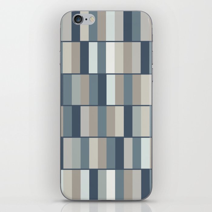 Long Blocks Geometric Pattern in Neutral Blue Grey Tones  iPhone Skin