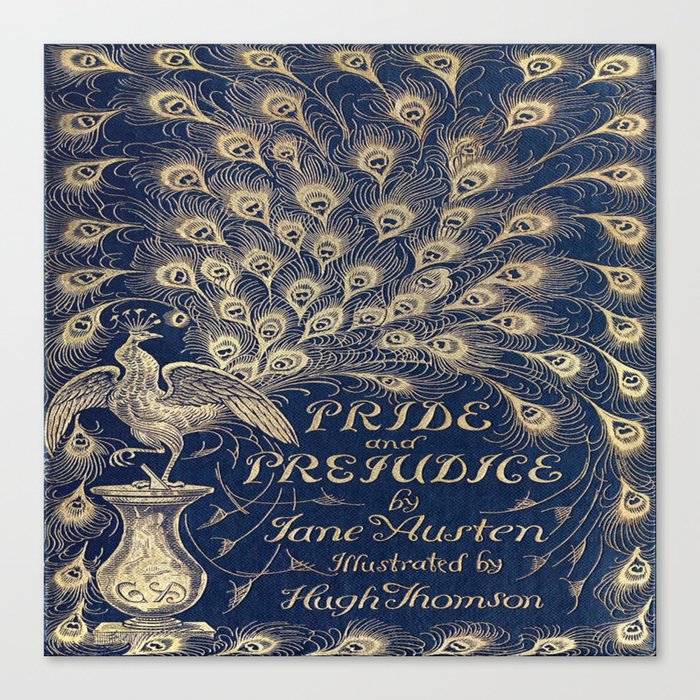 Pride and Prejudice, Peacock; Vintage Book Cover Canvas Print by Vintage  Vivian
