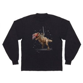 Awesome Sloth Riding Laser Dinosaur with Claymore Long Sleeve T-shirt