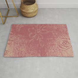 Light pink abstract design vintage velvet look with flowers Area & Throw Rug