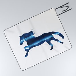 Blue Horse Wall Art  Picnic Blanket