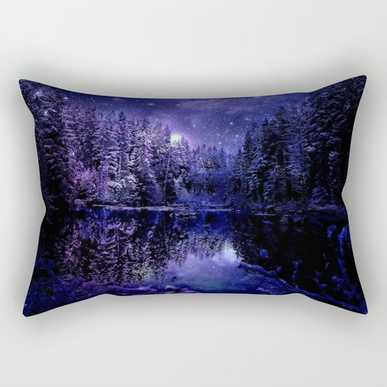 Winter Forest Deep Purple Blue Rectangular Pillow