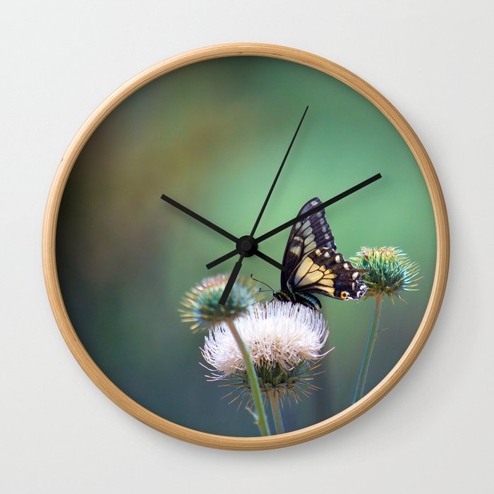 Butterfly Thistle Wall Clock